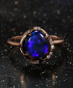 Aphenos Black Opal Blue Flash Ring