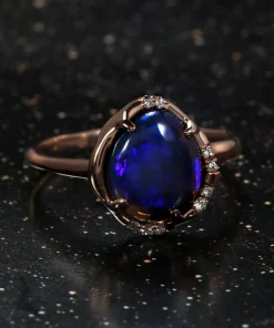 Aphenos Black Opal Blue Flash Ring