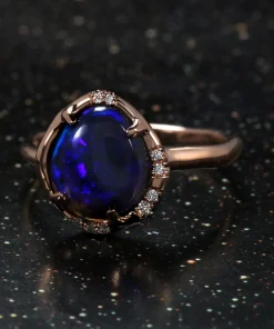 Aphenos Black Opal Blue Flash Ring