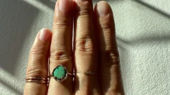 Aphenos Pastel Green Flash Black Opal Ring