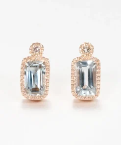 Aquamarine Milgrain Studs