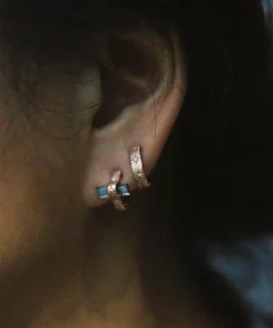 Blue Crystal Hoop Earring