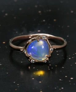 Cosmic Light Blue Crystal Opal Ring