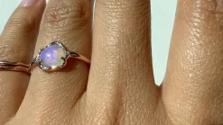 Cosmic Light Blue Crystal Opal Ring