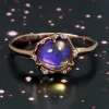 Cosmic Light Blue Glowing Crystal Opal Ring