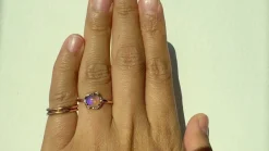 Cosmic Light Blue Glowing Crystal Opal Ring