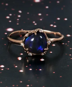 Cosmic Light Chinese Script Black Opal Ring