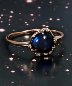 Cosmic Light Chinese Script Black Opal Ring