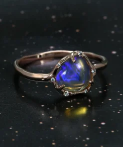 Cosmic Light Dark Crystal Flash Opal Ring