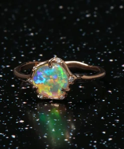 Cosmic Light Galactic Gem Crystal Opal Ring