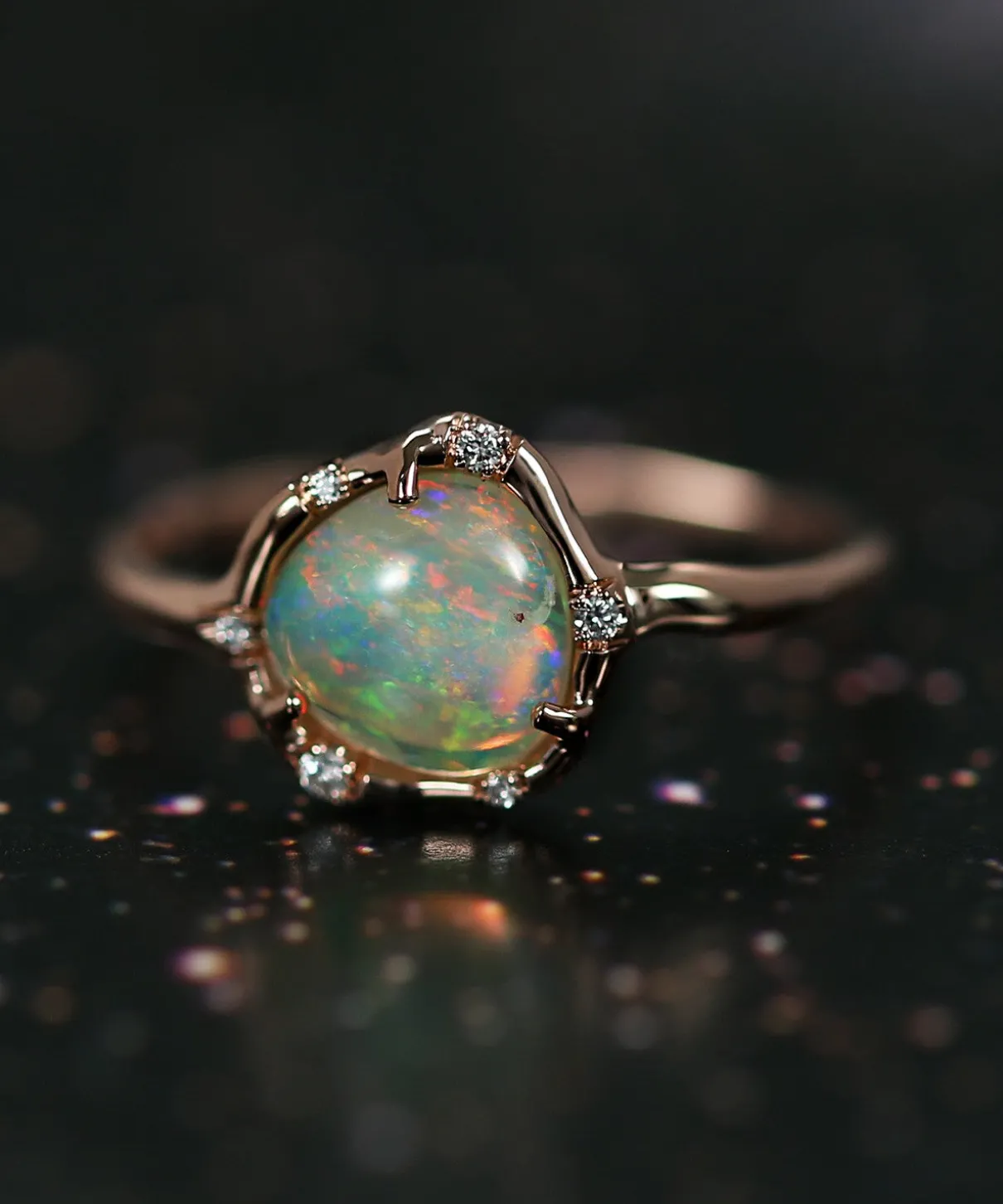 Cosmic Light Gem Magic Flash Opal Ring