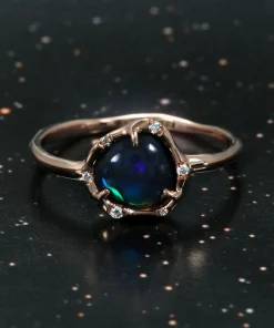 Cosmic Light Midnight Flash Black Opal Ring