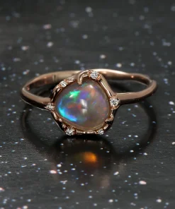 Cosmic Light Rainbowed Flash Dark Opal Ring