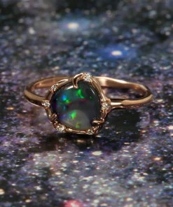 Cosmic Light Spectral Rainbow Flash Opal Ring