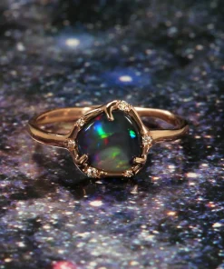 Cosmic Light Spectral Rainbow Flash Opal Ring