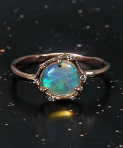 Cosmic Light Teal Earth Flash Crystal Opal Ring