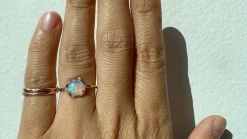 Cosmic Light Teal Earth Flash Crystal Opal Ring