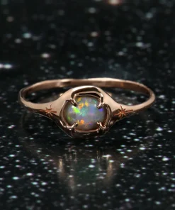 Crayon Flash Opal Moon Silhouette Ring