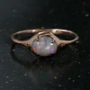 Crystalline Opal Moon Silhouette Ring