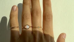 Crystalline Opal Moon Silhouette Ring