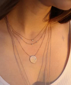 Diamond Moon Disc Necklace