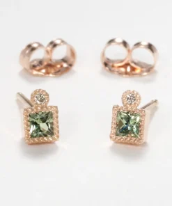 Green Sapphire Milgrain Studs