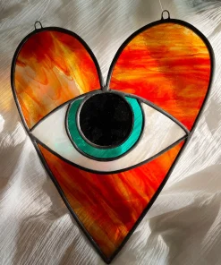 Handmade Heart and Eye Stained Glass