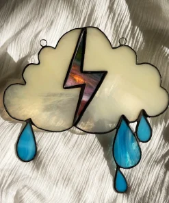 Handmade Thunderbolt Cloud Stained Glass