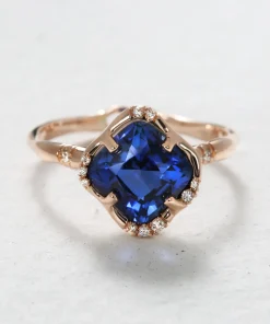 Infinite Love Blue Sapphire Cushion Ring