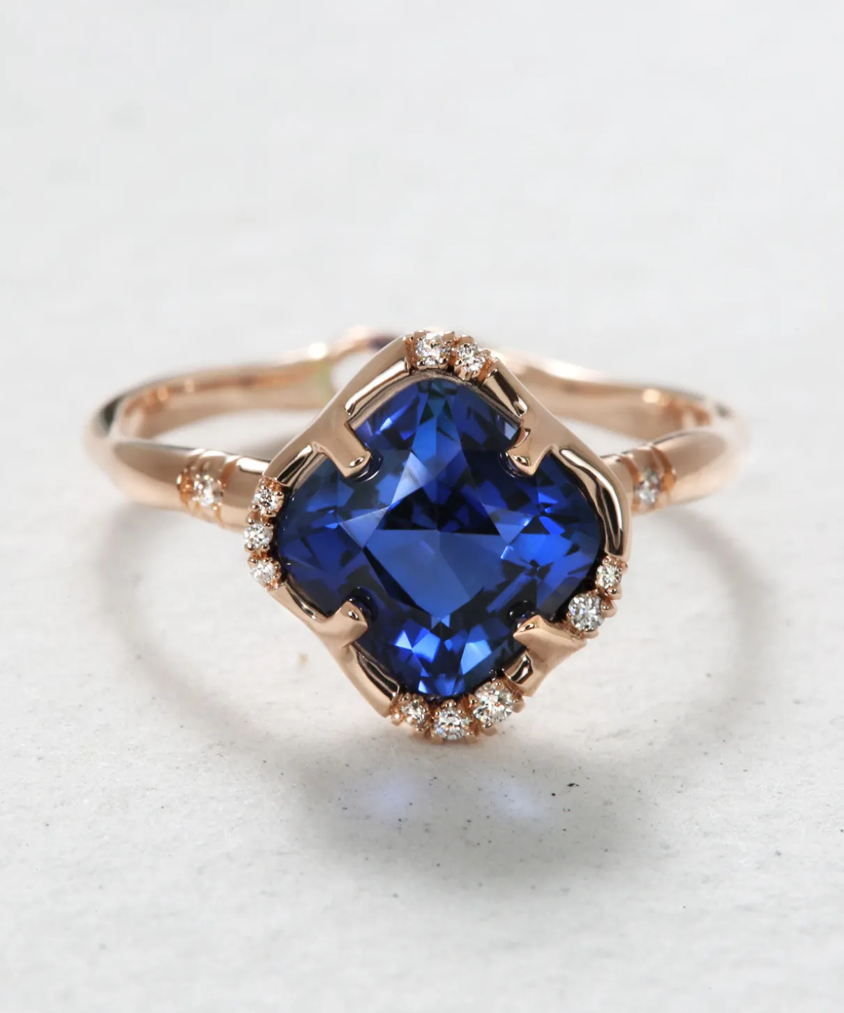 Infinite Love Blue Sapphire Cushion Ring