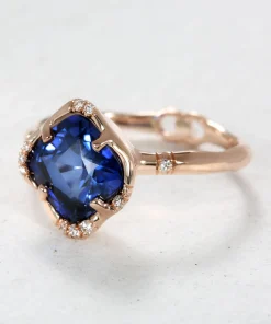 Infinite Love Blue Sapphire Cushion Ring