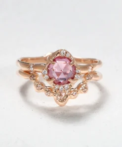 Infinite Love Pink Sapphire and Diamond Eye Stack