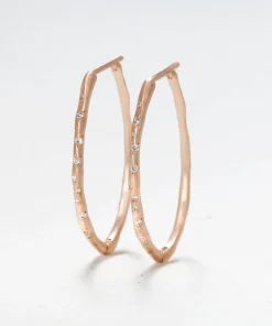 Oval Diamond Hoop Earrings