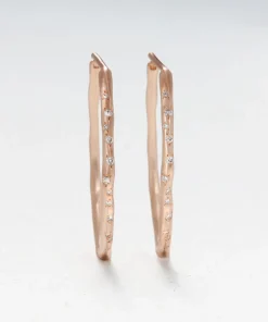 Oval Diamond Hoop Earrings
