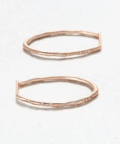 Oval Diamond Hoop Earrings