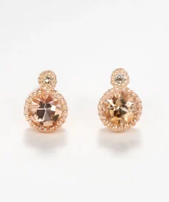 Peach Topaz Milgrain Studs