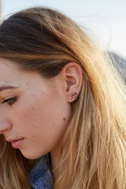 Peach Topaz Milgrain Studs