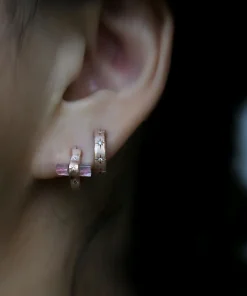 Pink Crystal Hoop Earring