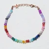 Rainbow Jade Beaded Star Clasp Bracelet