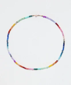 Rainbow Jade Beaded Star Clasp Necklace