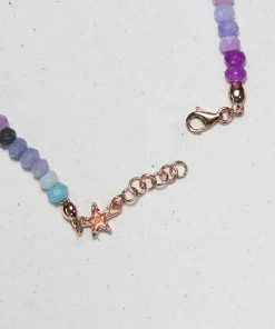 Rainbow Jade Beaded Star Clasp Bracelet