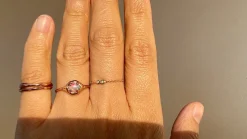 Rainbow Red Opal Moon Silhouette Ring