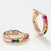 Rainbow Stone Hoop Earrings