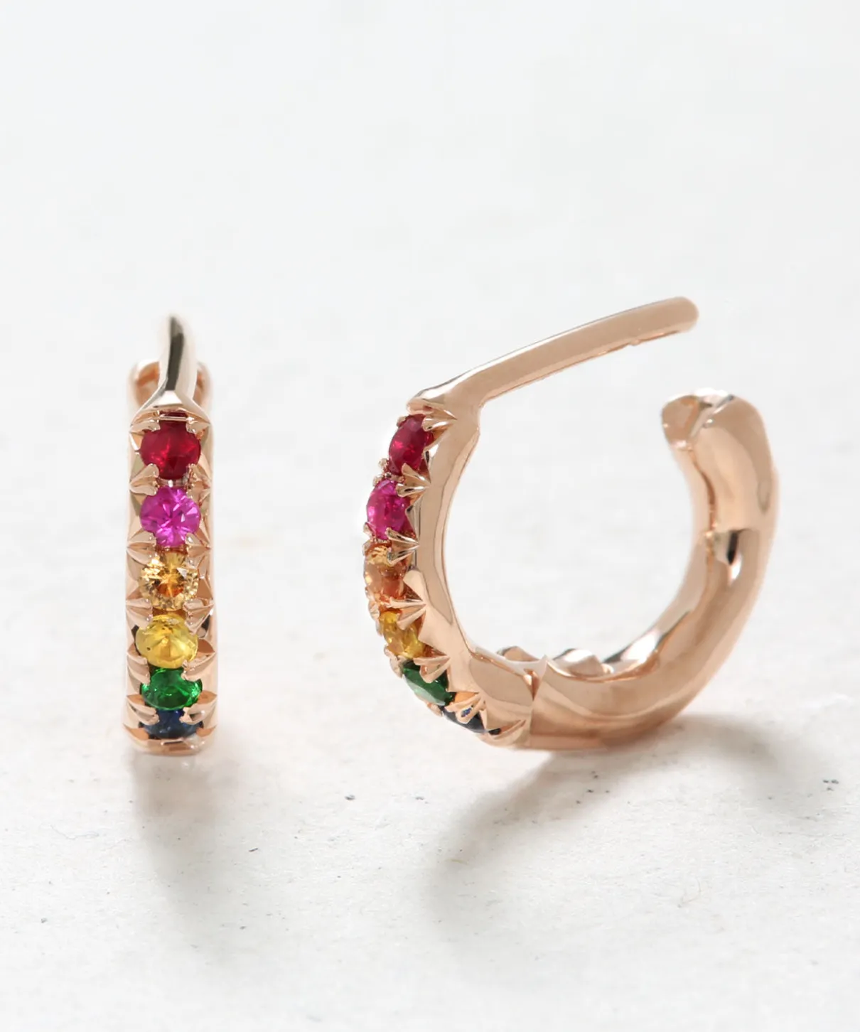 Rainbow Stone Hoop Earrings