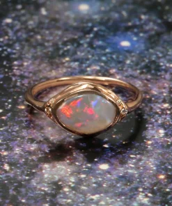 Seeing Eye Rainbow Red Flash Opal Ring