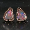 Semi Black Dark Rainbow Flash Opal Earrings