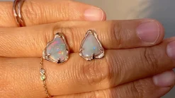 Semi Black Dark Rainbow Flash Opal Earrings