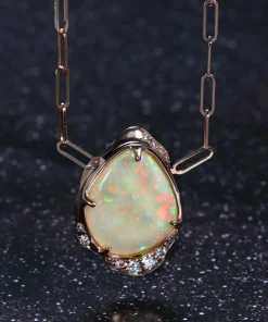 Shine Shadow Floral Aura Flash Opal Necklace