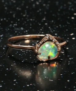 Sky Shower Pastel Green Crystal Opal Ring