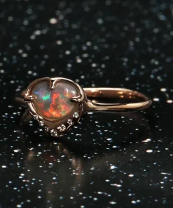 Sky Shower Rainbow Red Flash Opal Ring